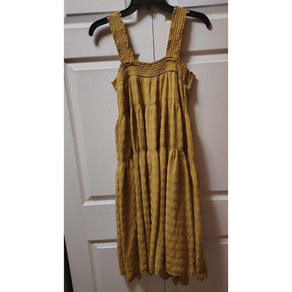 Old Navy Celandine Small Sleeveless Smocked Tonal-Stripe Midi Swing Dress
